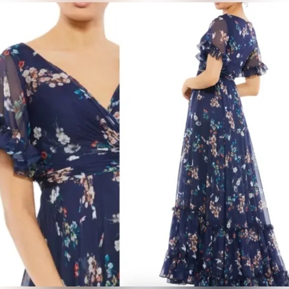 MAC DUGGAL FLORAL EMPIRE WAIST CHIFFON GOWN DRESS sz 4 NEW $498 floral - Picture 6 of 17